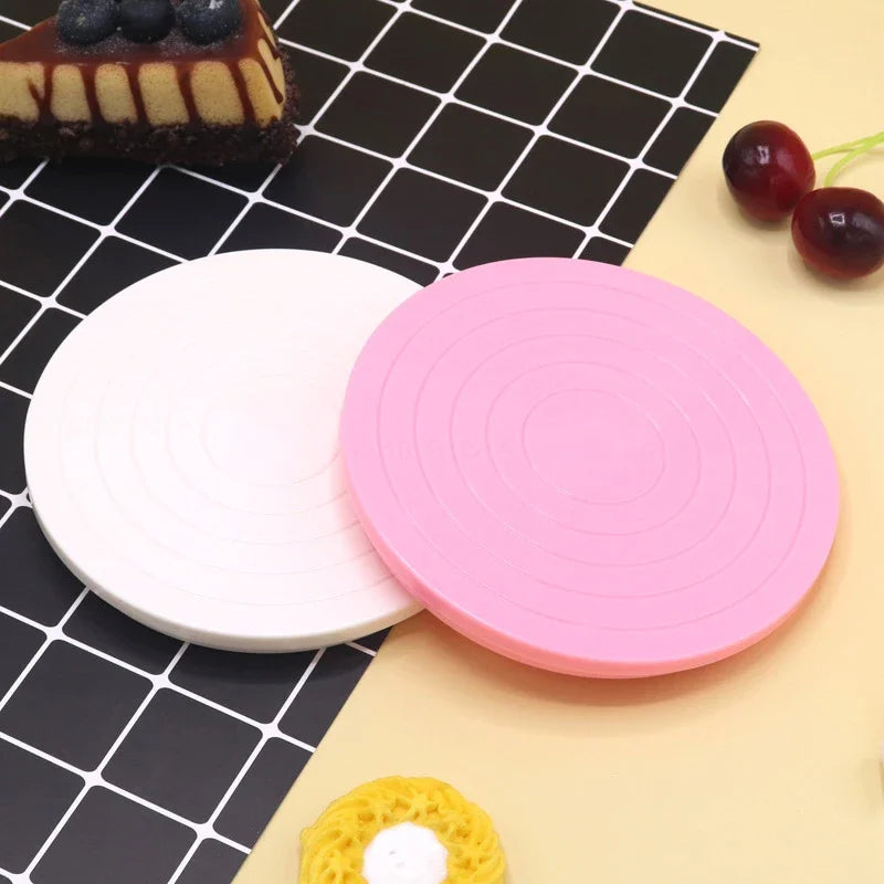 plateau decoration biscuits rose circles concentriques opaque moderne plastique diametre 14cm hauteur 15cm
