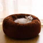 coussin velours doux confortable rond animaux beige marron intérieur hiver étéversible