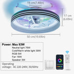 ventilateur lumière led télécommande modes modernes variateur intelligent salon chambre