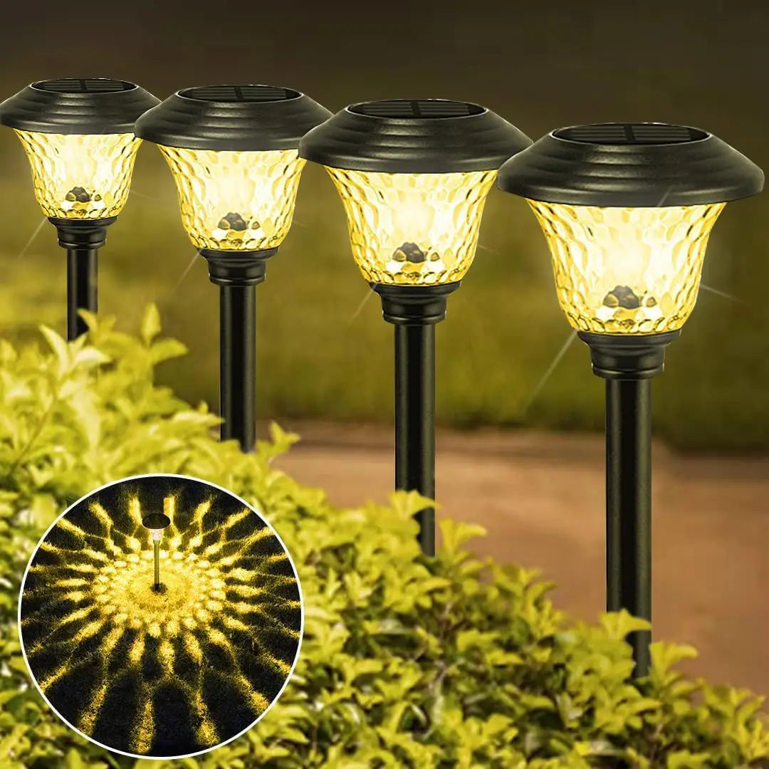 lampe solaire jardin led moderne acier poli ip65 verre texturé noir transparent alléeextérieur