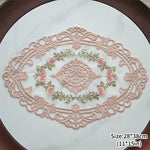 serviettes table vintage broderie florale dentelle rose blanc vert
