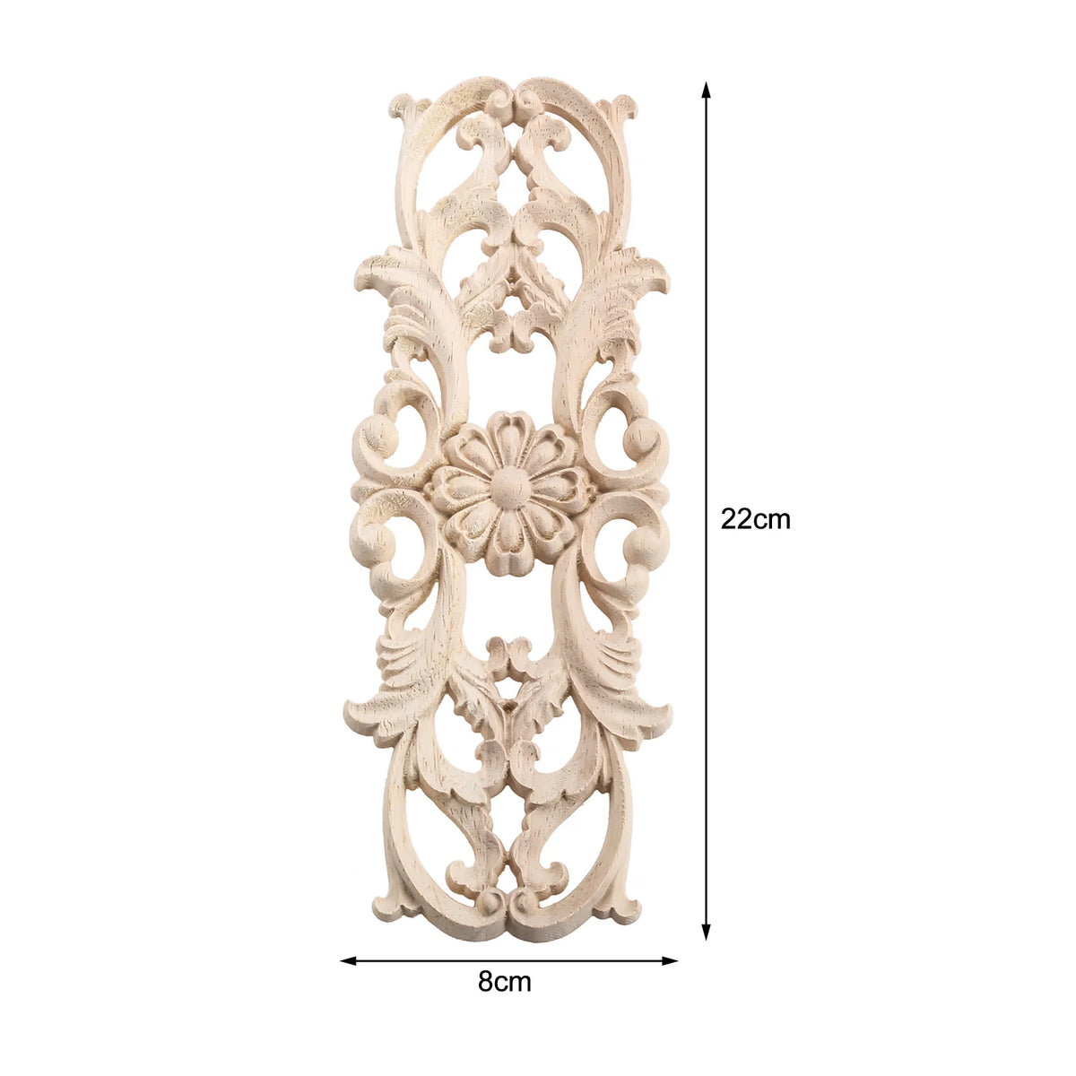 plaque décorative bois ornements floraux baroque renaissance 22cm 8cm naturel beigeclair