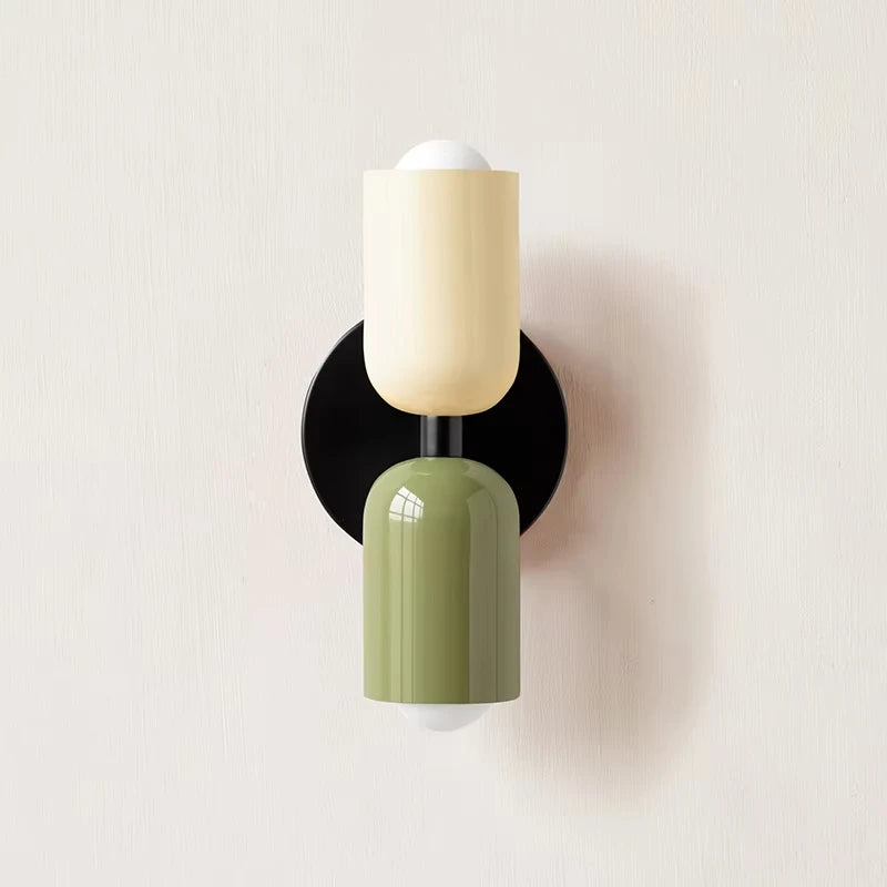 applique murale moderne métal vert olive rouge beige orange fixée mur led