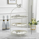 présentoir dessert métal argenté classique deux étages haute qualité respectueux environnement
