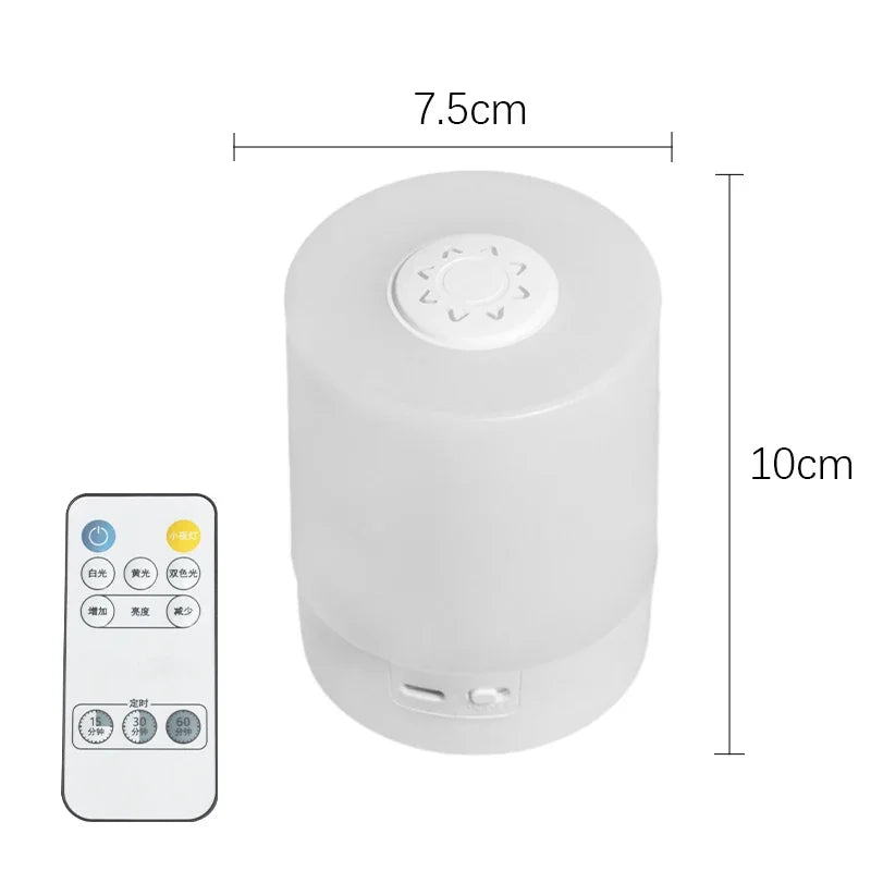 veilleuse tactile led rechargeable table chevet lumière jaune or table rond bois clair