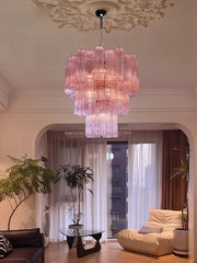 lustre led suspendu verre coloré rose jaune bleu moderne chambre salon