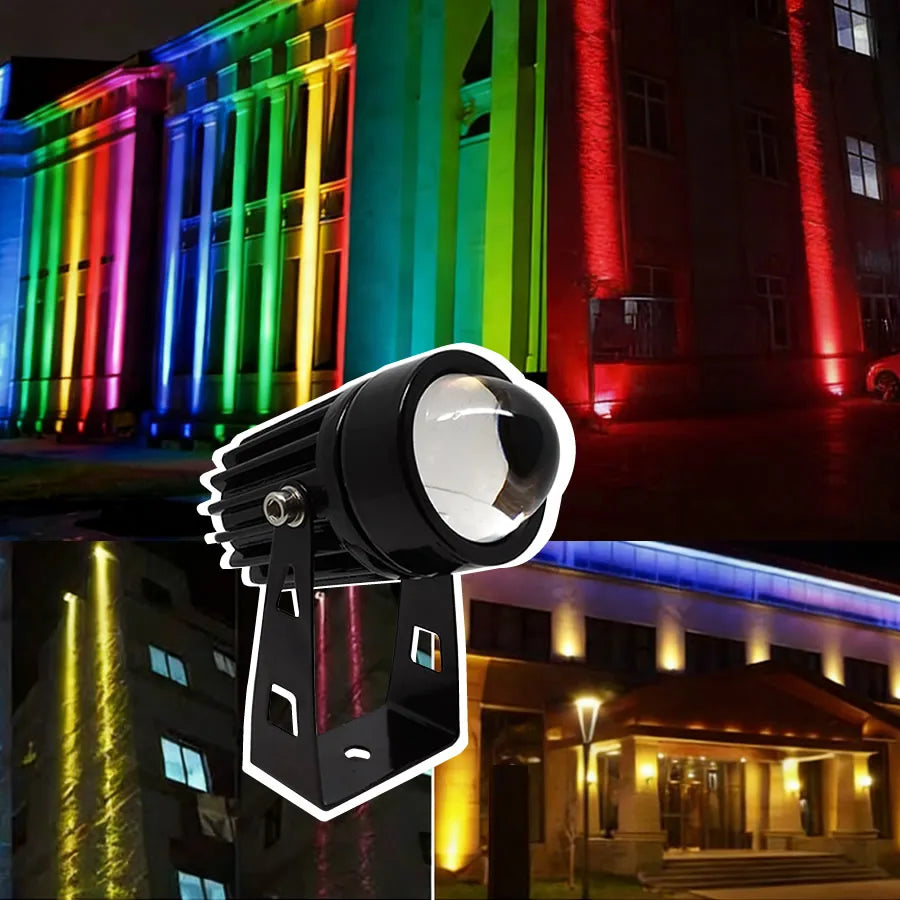 projecteur led extérieur moderne 12w 9w 5w rgb télécommande ip65 clips noir