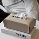 boîte mouchoirs simili cuir moderne blanc noir vert olive marron clair minimaliste 23cm 12cm
