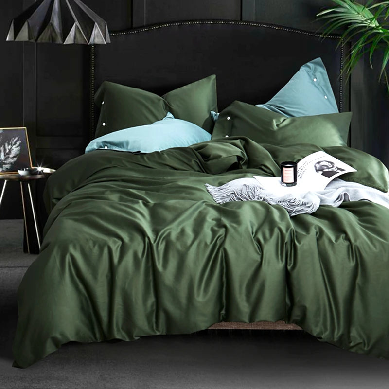Ensemble de literie en coton monochrome sur un lit queen
