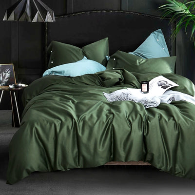 Ensemble de literie en coton monochrome sur un lit queen