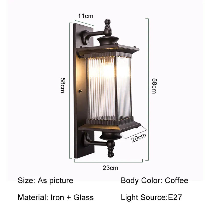 lampe murale classique marron transparente rayures verticales éclairage quotidien chinois