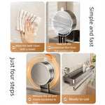 étagère murale salle bain aluminium gris métallisé lisse brillante sans perçage moderne minimaliste 30