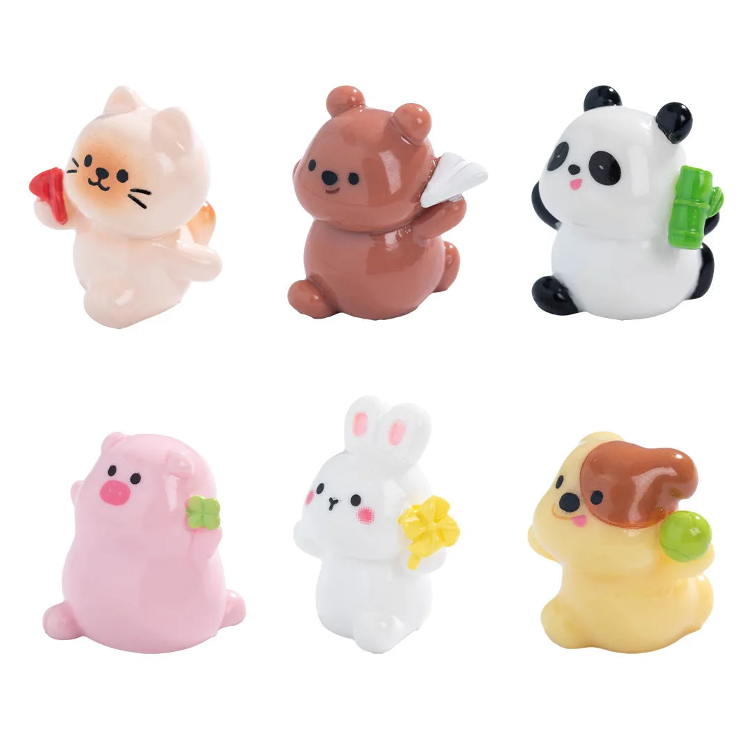 figurines animaux kawaii résine décoration mignon accessoires diys maison poupéesextérieur clover bamboo fan
