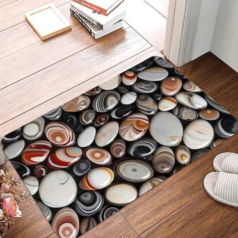 tapis d'entrée intérieur moderne motif pierre marbre antidérapant polyester facile nettoyer salon salle