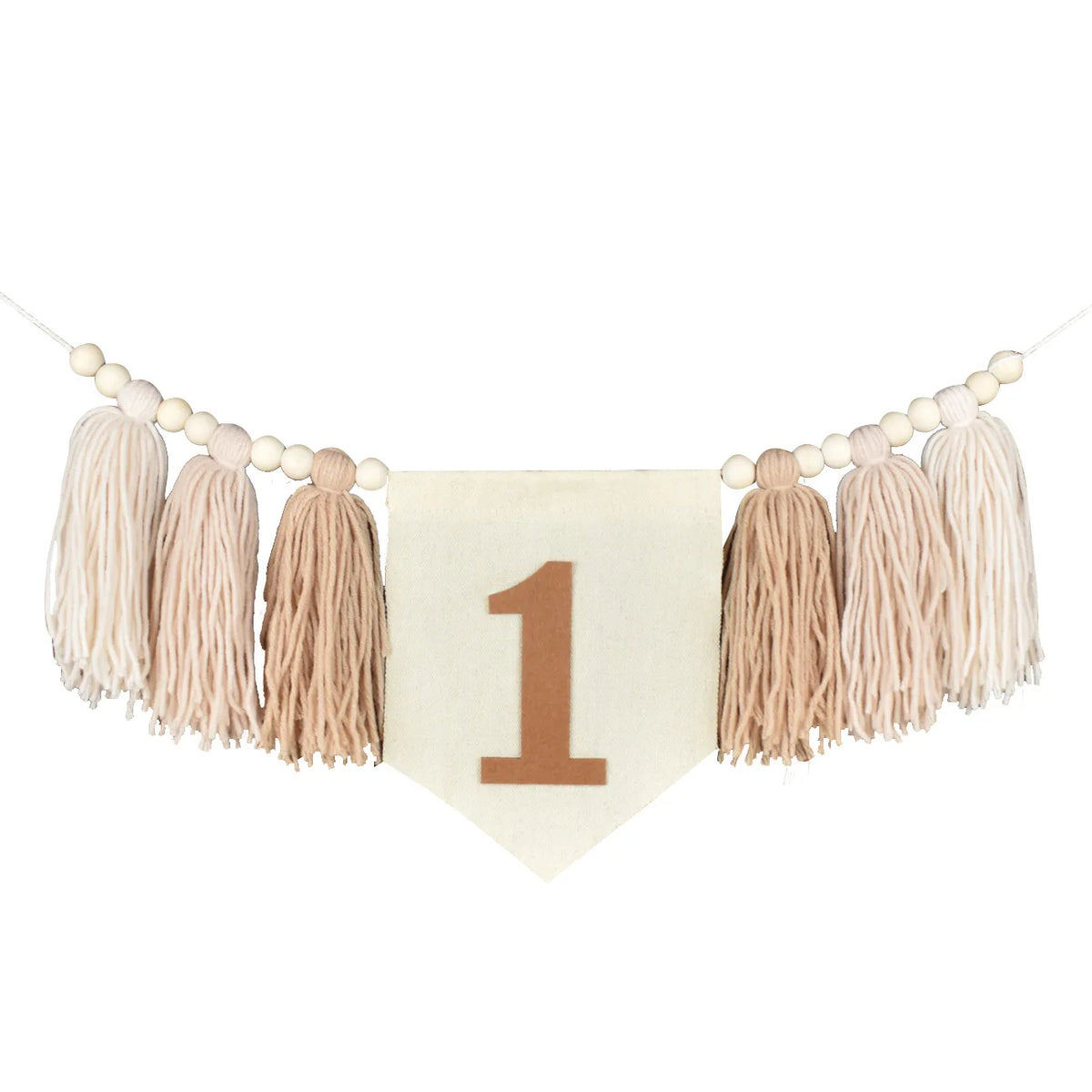 guirlande festivite couronne numerale deco chambre enfant motif pompon boho couleur neutre festive