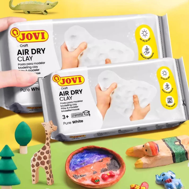 pâte modeler blanche argile air dry clay outils modelage peinture pots couleur figurines animaux