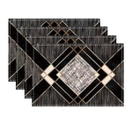 serviettes table géométriques noires dorées modernes élégantes polyestère respectueux environnement opaques