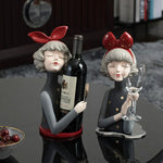 figurine moderne buste féminin support bouteille vin verre décor maison chic artistique transparent rouge