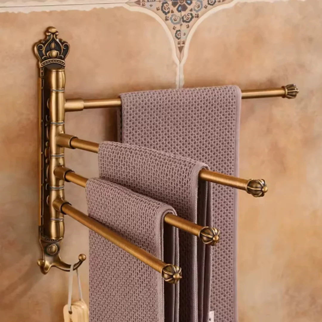 porte serviettes pivotant bronze antique ornements dorés classique vintage mural serviettes fixations visibles