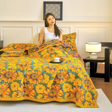 couverture coton fleur printemps automne portable anti boulochage moderne hospitalière hôtelière voyage domestique bleu
