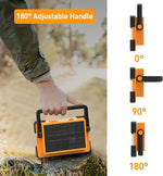 lampe travail solaire rechargeable led orange robuste poignée ajustable camping