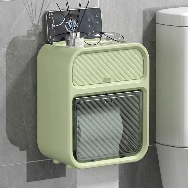 distributeur papier toilette mural adhésif moderne minimaliste blanc beige texture striée