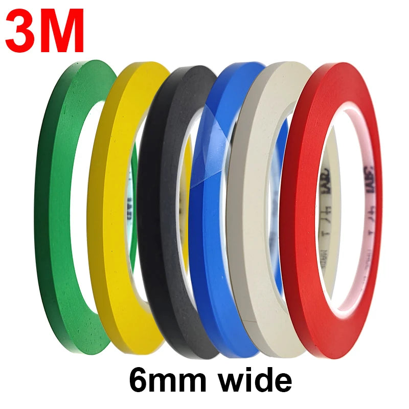 ruban adhésif unicolore vert jaune bleu noir blanc rouge 6mm 33m décoration masquage personnalisable