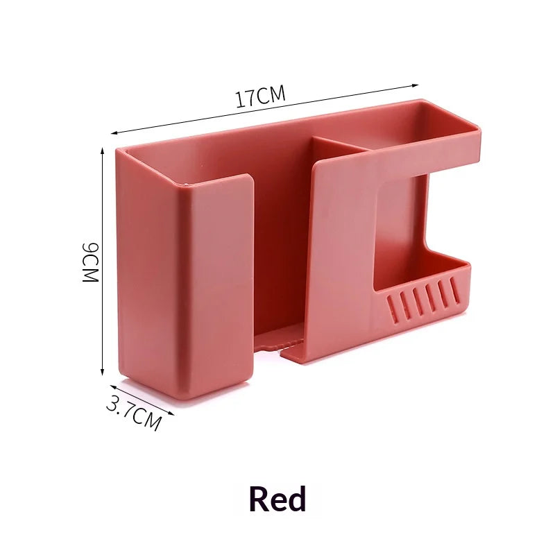 boîte rangement murale moderne double compartiment adhésif smartphone télécommande stylos blanc orange bleu