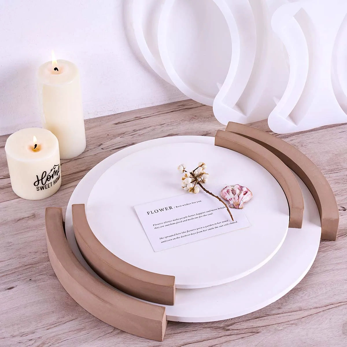 moule silicone vague cercle plateau rond vase bougie diffuseur décorations sculpture panneau onduleur