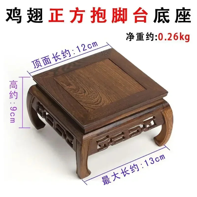 support théière bois rose texture naturelle gravures décoratives classique artisanal marron foncé table basse