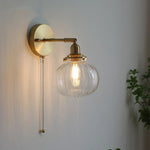 lampe murale moderne or transparent rayures ampoule led cordon interrupteur vintage électrique