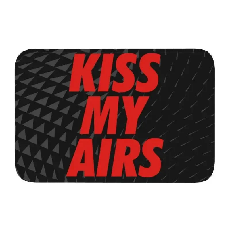 tapis d'entrée moderne kiss my airs marron noir bleu rose antidérapant pvc résistant corrosion