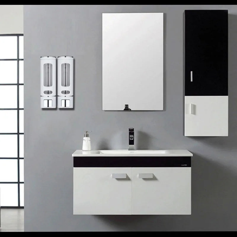 distributeur savon liquide or argent blanc moderne finition métallique fenêtre transparente minimaliste vis