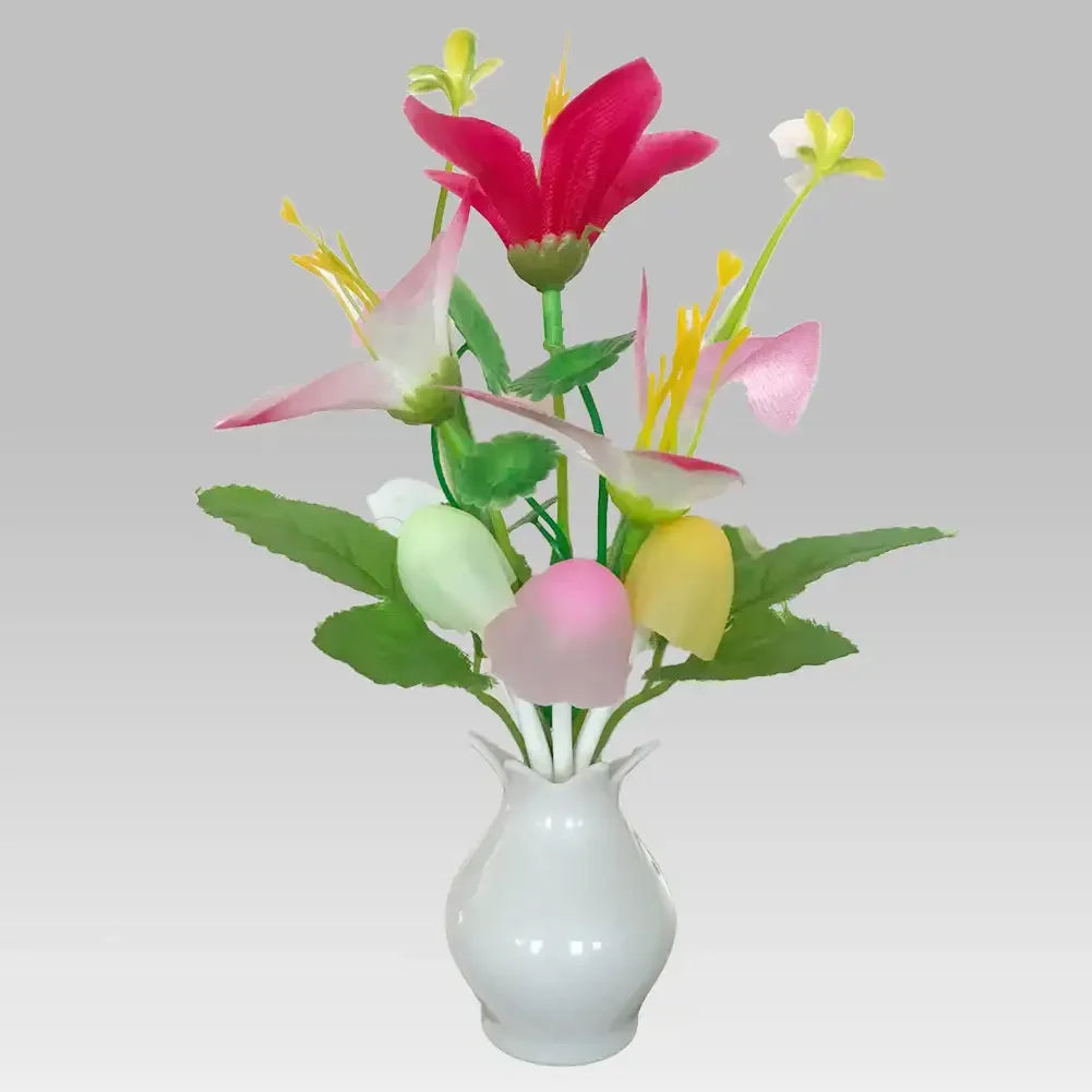 lampe nuit led blanc rose vert jaune bleu fleurs artificielles moderne adhésif interrupteur câble