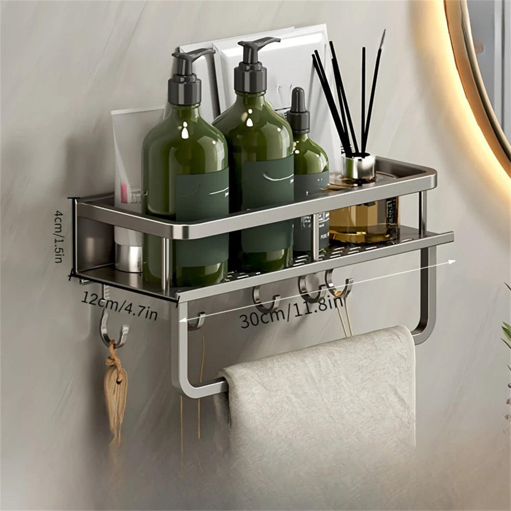 étagère murale moderne étagères aluminium noir serviettes bouteilles pots salle bain cuisine rangement gain