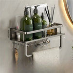 étagère murale moderne étagères aluminium noir serviettes bouteilles pots salle bain cuisine rangement gain