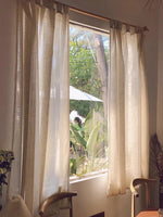 rideau moderne semi transparent polyester texture lin beige clair balcon chambre coucherextérieur