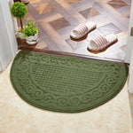 tapis sol antidérapant demi cercle texturé bordure ornée noir rouge vert marronintérieur porte