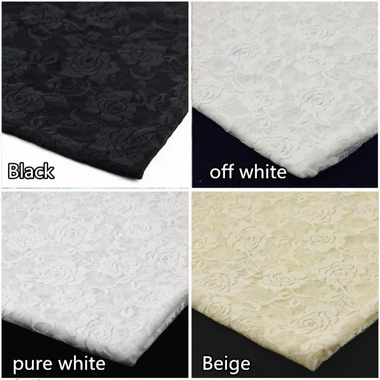 tissu dentelle élastique fleurs roses spandex nylon largeur 150cm opaque traditionnel écologique