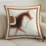 taies d'oreiller carrées modernes motif géométrique chevaux marron blanc opaques 45x45cm polyester