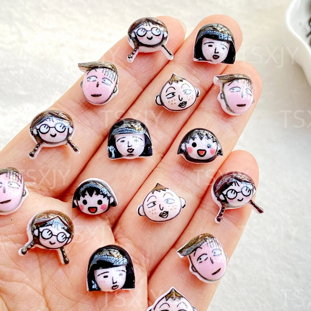 autocollants ongles dessins animés visages expressions cartoon blanc noir rose gris doré adhésif nail