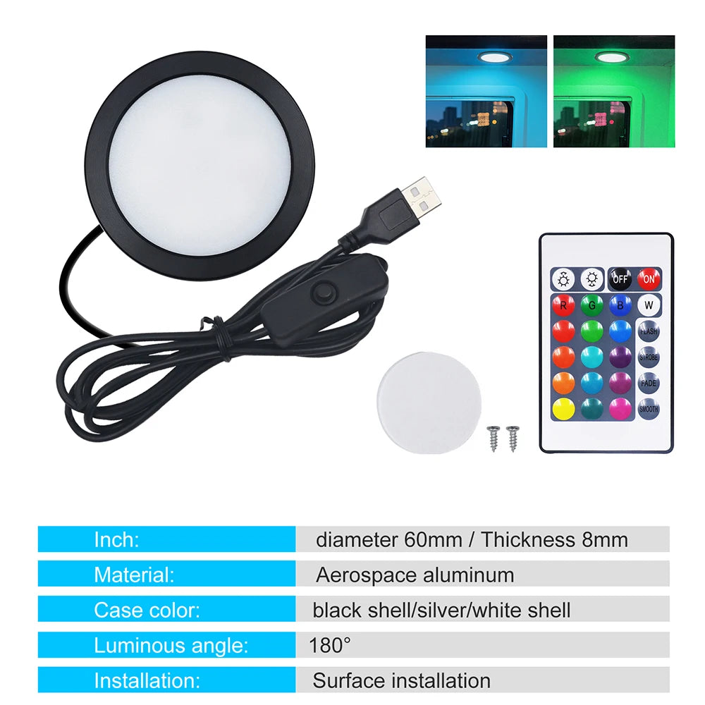 spot led noir blanc 5v usb rgb 24 touches kit commutateur distance lampe mince