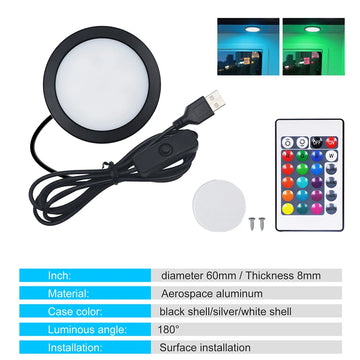 spot led noir blanc 5v usb rgb 24 touches kit commutateur distance lampe mince