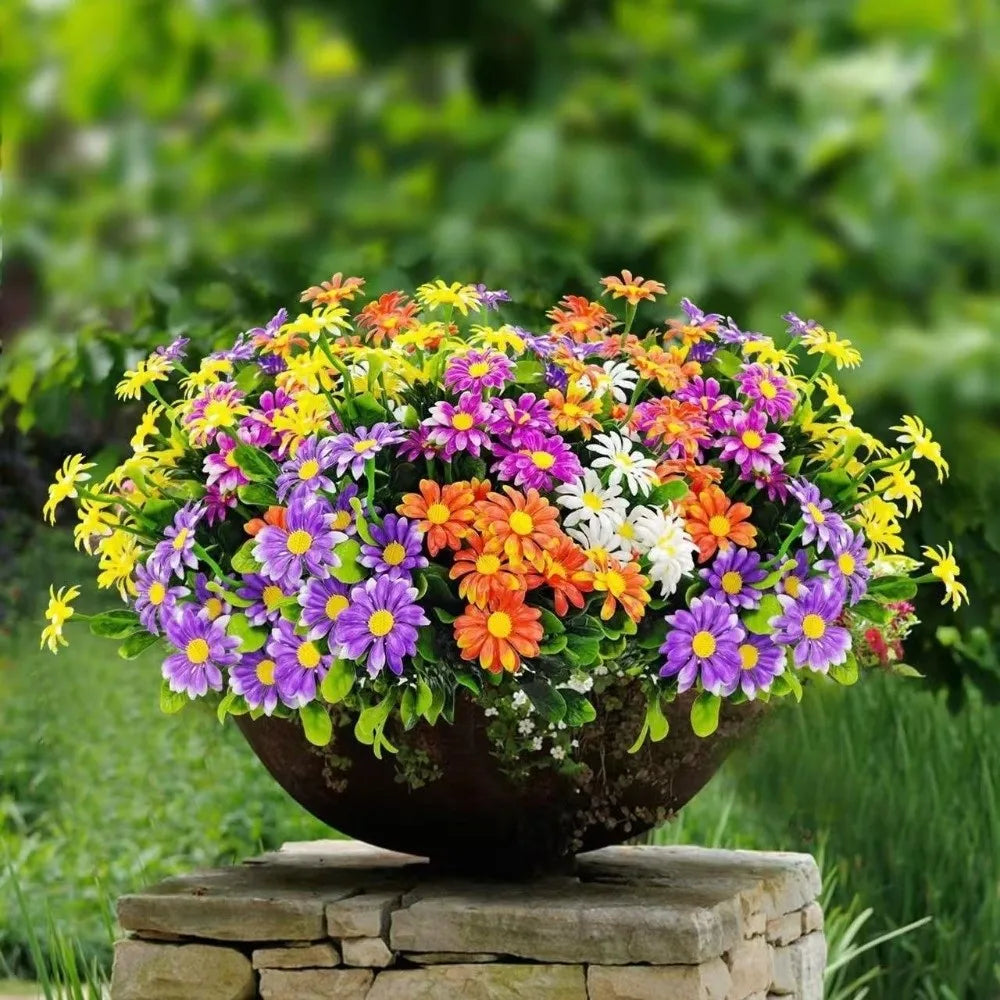 bouquet artificiel violet blanc orange jaune moderne décoration intérieure anniversaire mariage minimaliste