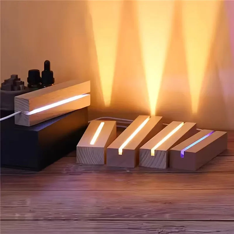 veilleuse led bois clair base acrylique transparente interrupteur usb décoration moderne minimaliste