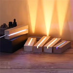 veilleuse led bois clair base acrylique transparente interrupteur usb décoration moderne minimaliste