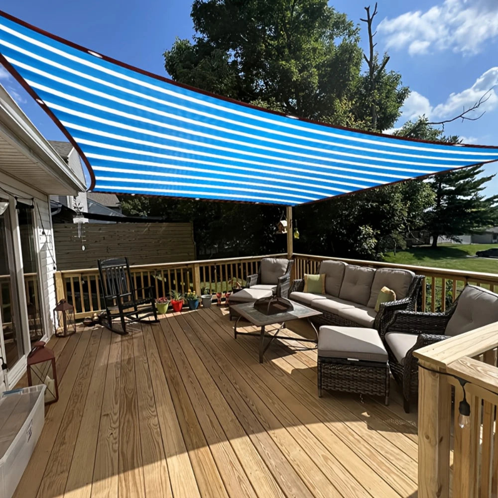 rideau soleil bleu blanc rayures moderne clips 2x2 3x3 4x4 2x3 3x4 4x5 opacité