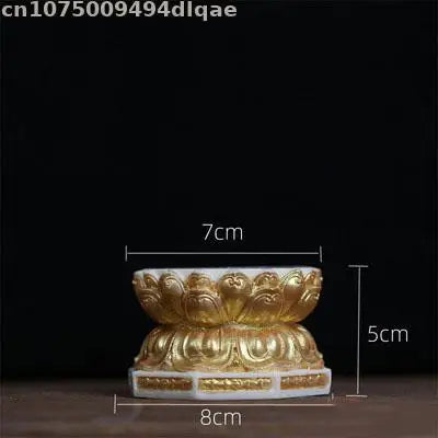 statuette artisanale bois blanc or fleurs lotus motifs floraux classique stand display craftsDecorationHomeAssement
