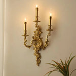 applique murale baroque dorée ornements floraux trois bras éclairage led murale fixée 36cm haute