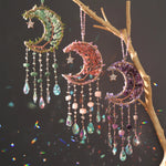 décoration murale croissant lune semi précieuses feuilles dorées boho chic chambre